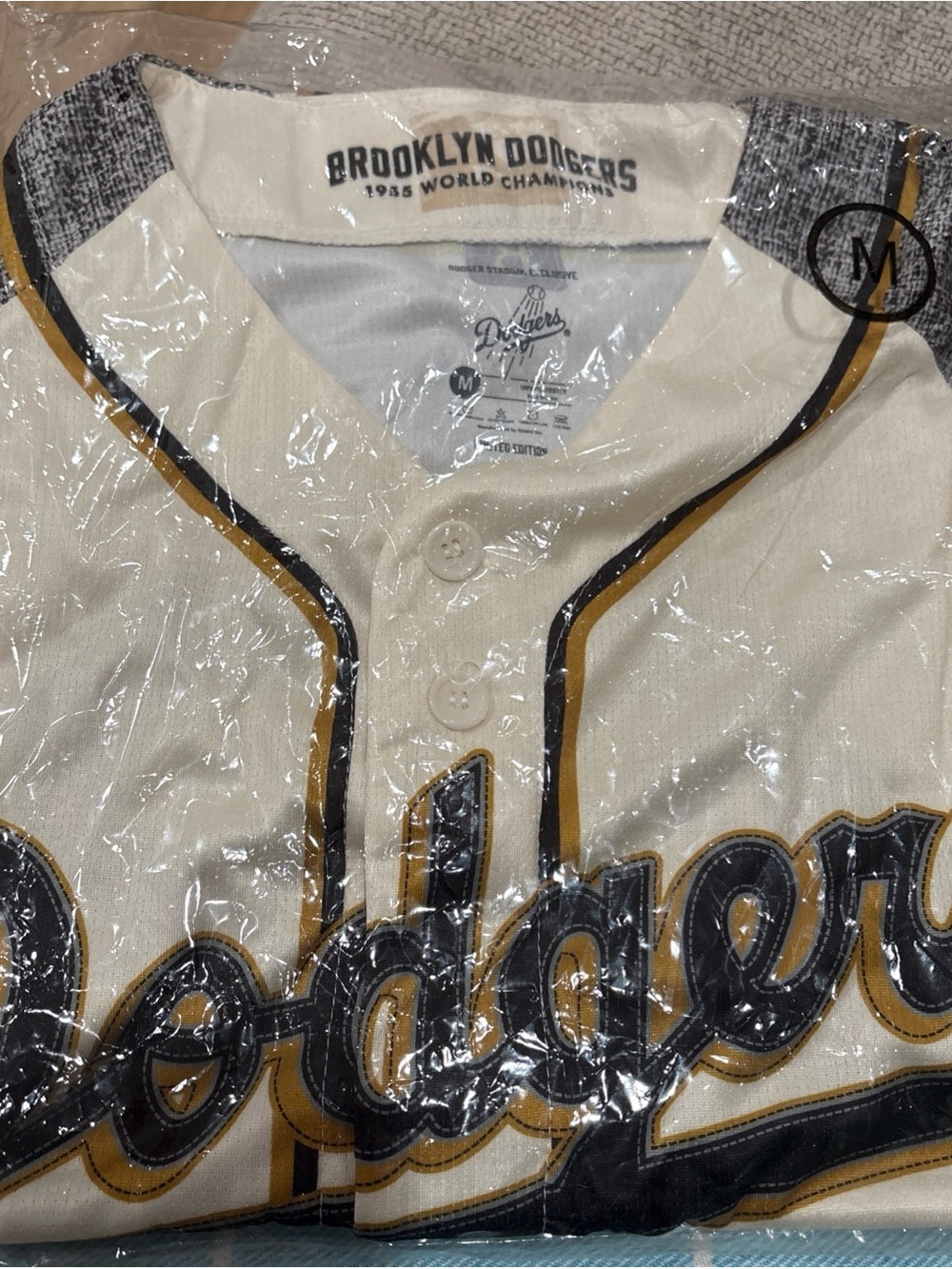Brooklyn Dodgers Cream & Navy Baseball Jersey